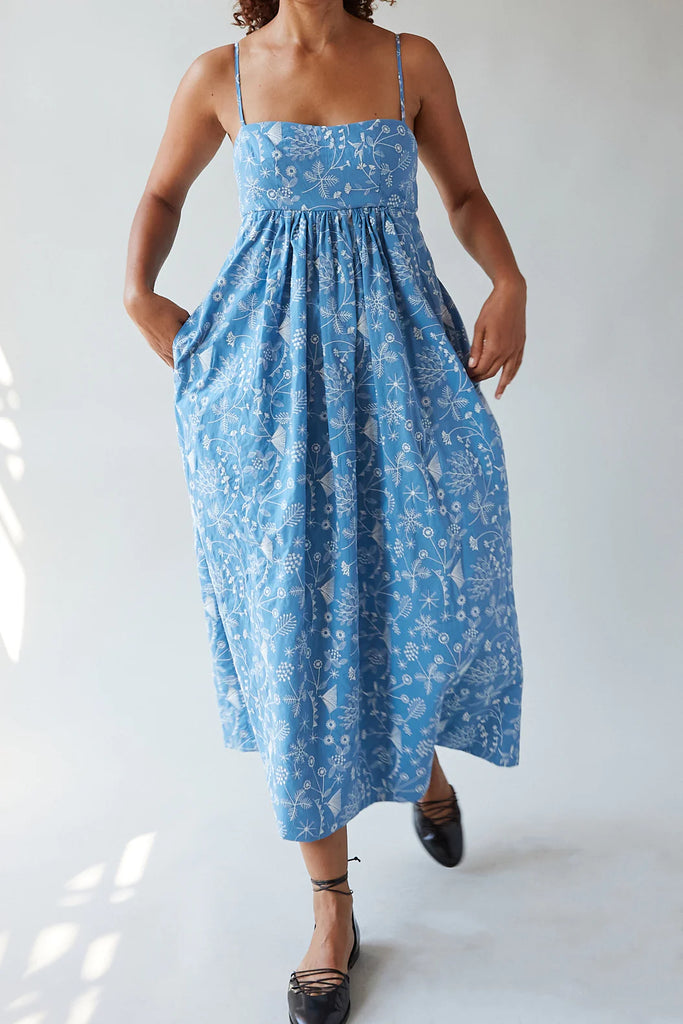 Sabina Dress | Sky Meadow Embroidery