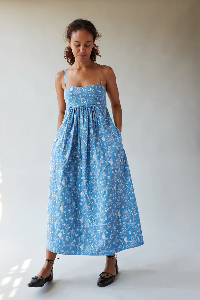 Sabina Dress | Sky Meadow Embroidery