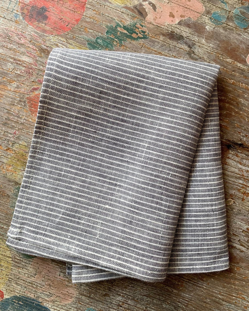 Linen Towel | Grey/White Stripe